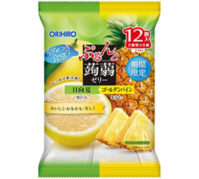 オリヒロ｜ぷるんと蒟蒻ゼリーパウチ 日向夏＋ゴールデンパイン【期間限定】